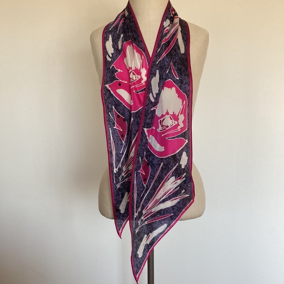 Vintage Oscar De La Renta for Accessory Street silk printed scarf 65” x 6 1/2” - Picture 1 of 8